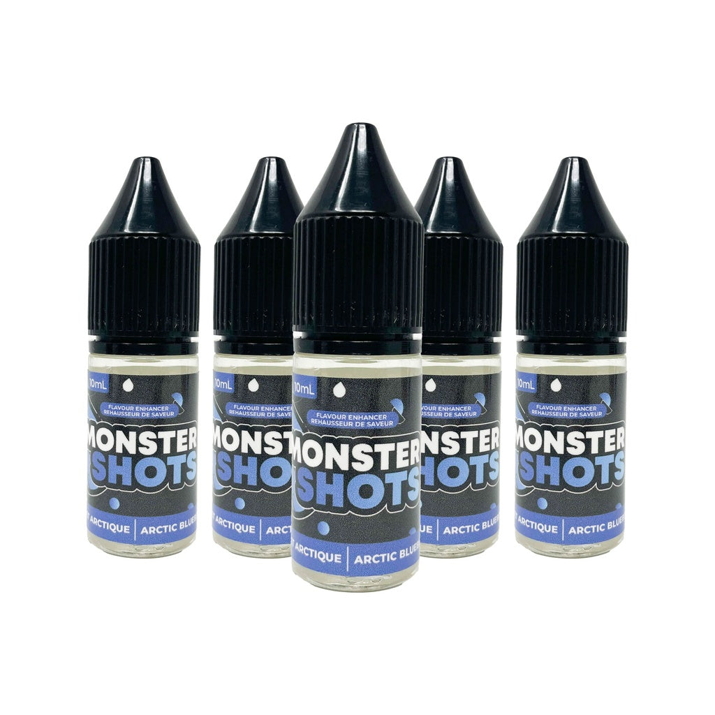Bouteille compte-gouttes MONSTER SHOTS bleuet arctique pour boissons et desserts.