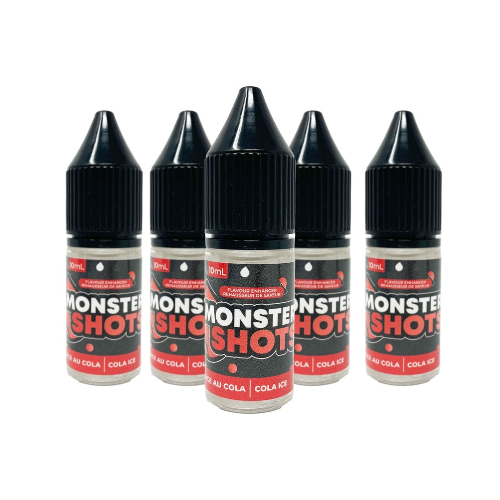 Bouteille compte-gouttes MONSTER SHOTS glace au cola pour boissons et desserts.