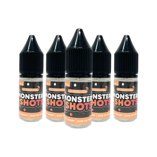 Bouteille compte-gouttes MONSTER SHOTS baie de pêche pour boissons et desserts.