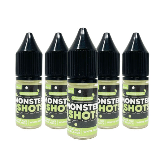 Bouteille compte-gouttes MONSTER SHOTS glace aux raisins blancs pour boissons et desserts.