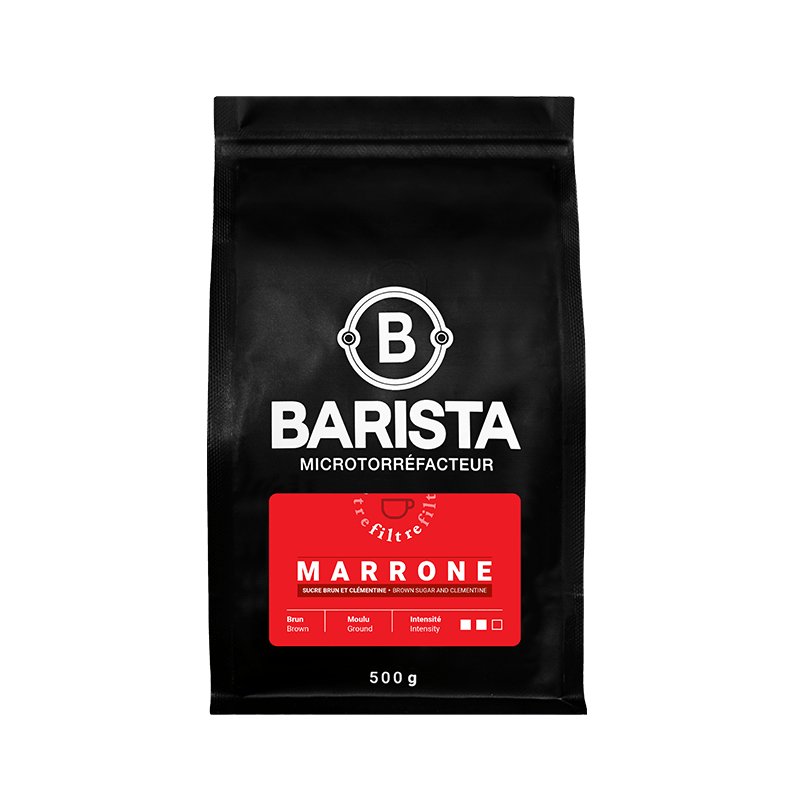 Sac de café Marrone Filtre de BARISTA, café brune avec notes de sucre brun et clémentine, grains de Sumatra.